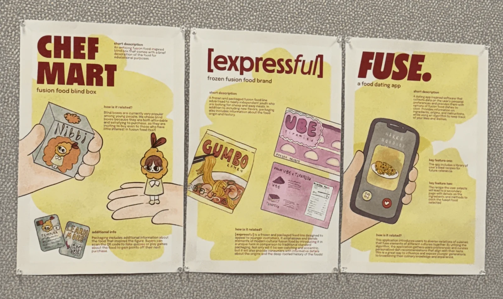 Three concept boards: Chef Mart, expressful and FUSE