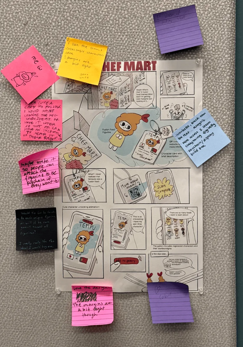 Storyboard with feedback sticky notes