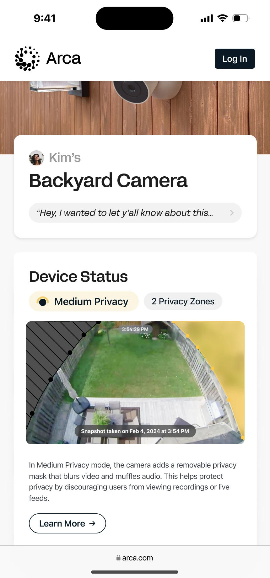 Device status showing Medium Privacy and two privacy zones