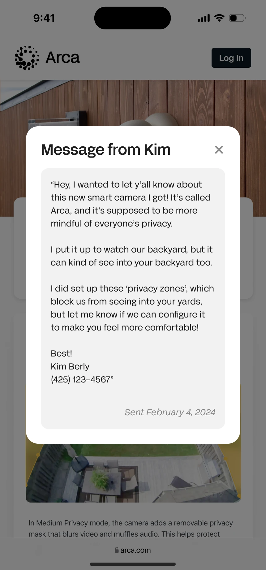 Message from the camera owner