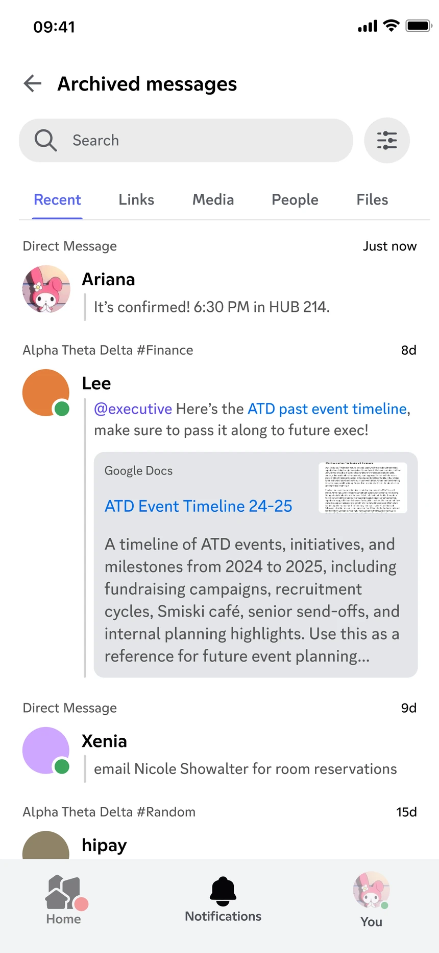 Archived messages