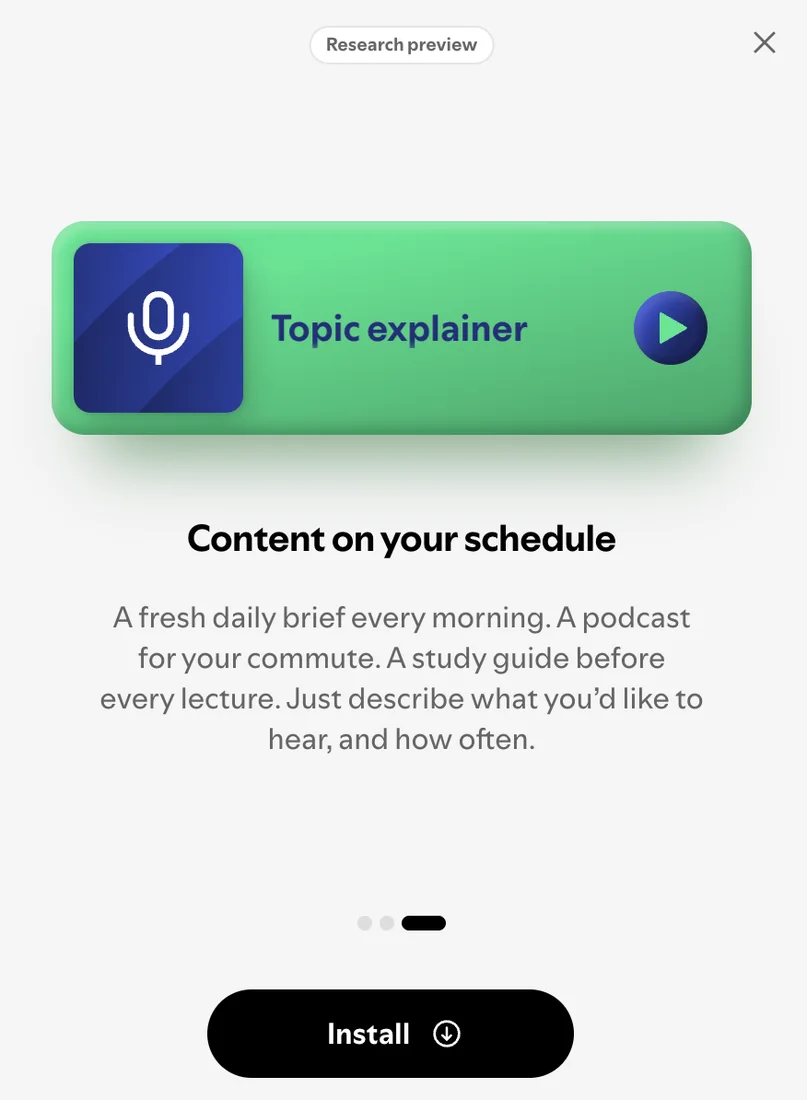 Content on your schedule onboarding screen