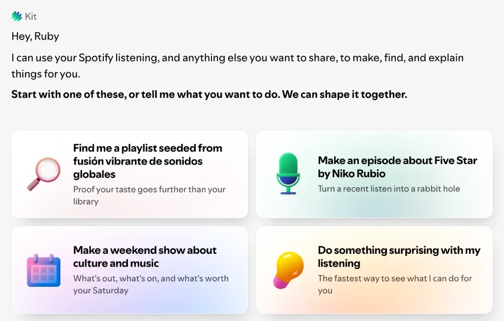 Studio chat with suggested prompts