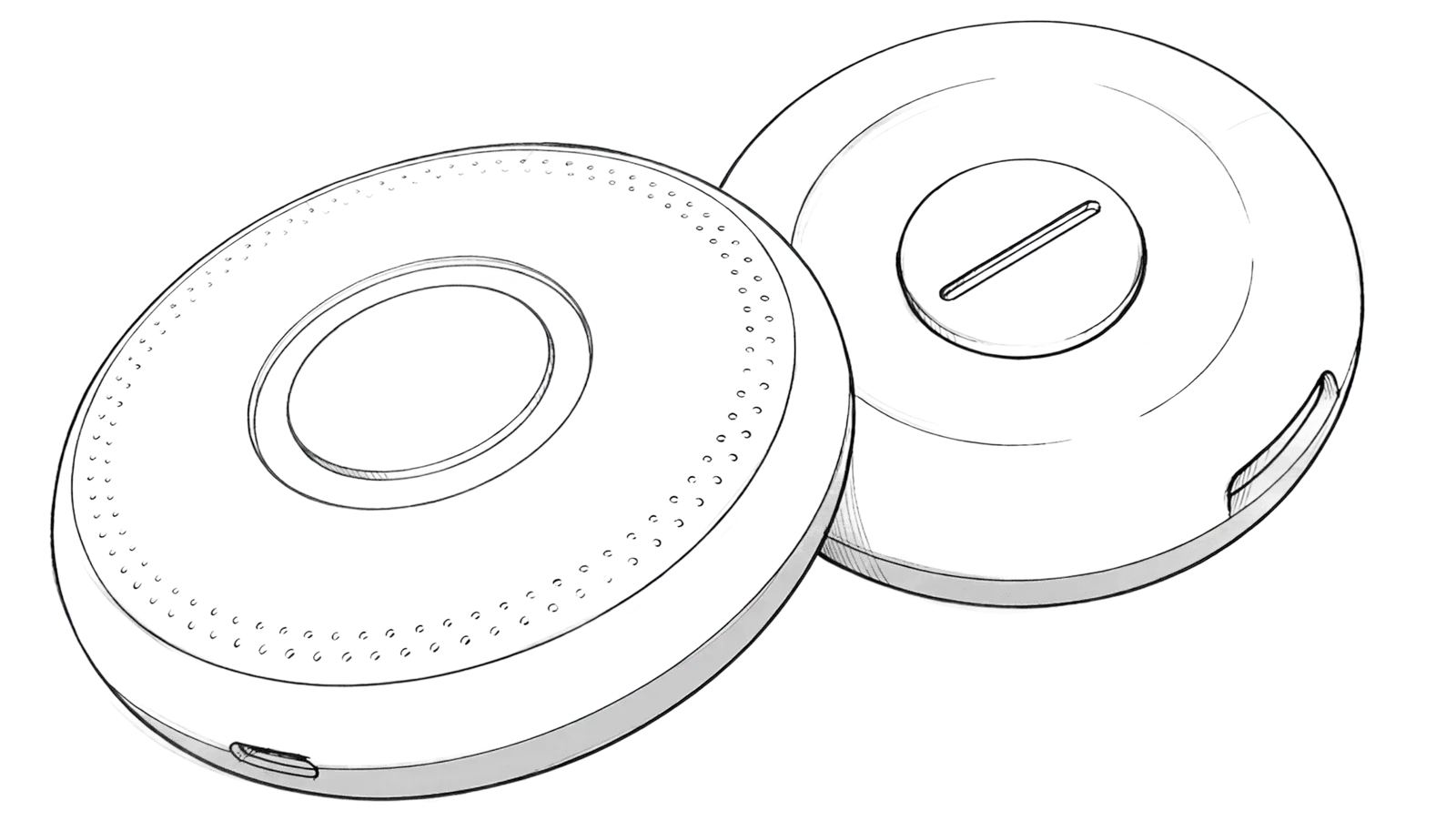 Line render of two Veo pucks